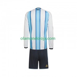 Camisola Argentina Criança Equipamento Primeiro Copa do Mundo 2026 Manga Comprida